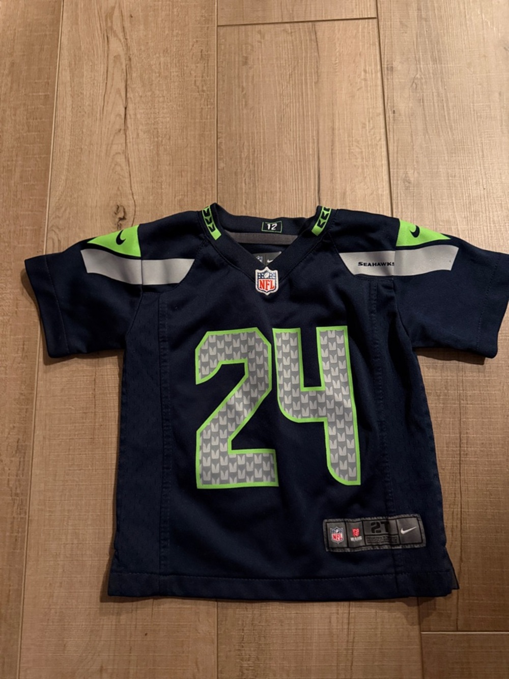 Nike Kids Navy & Neon Green Seahawks #24 Football Jersey